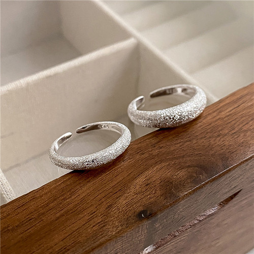 Silver White Sparkling Series S925 Sterling Silver Sparkling Sand Open Ring Women's Sparkling Bright Open Ring Wholesale