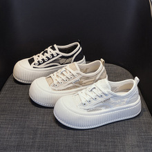 新款渔夫鞋蕾丝网面厚底饼干板鞋小众丑萌透气百搭休闲大头面包鞋