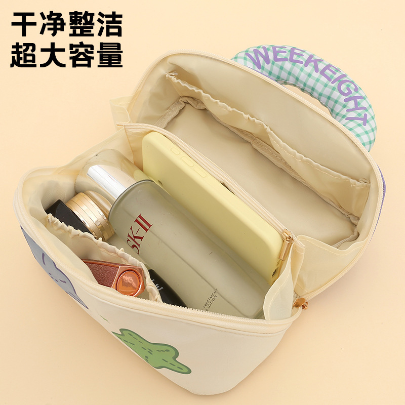 泡泡岛户外大容量手提包少女出游随身化妆包小便携分层可爱洗漱包|undefined