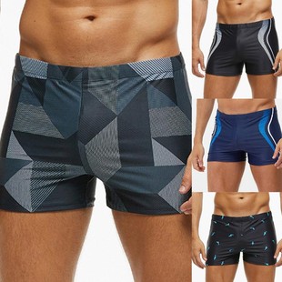 Cross-border foreign trade men's swimming trunks new sexy plaid round beads boxer swimming trunks hot spring beach plus size sports