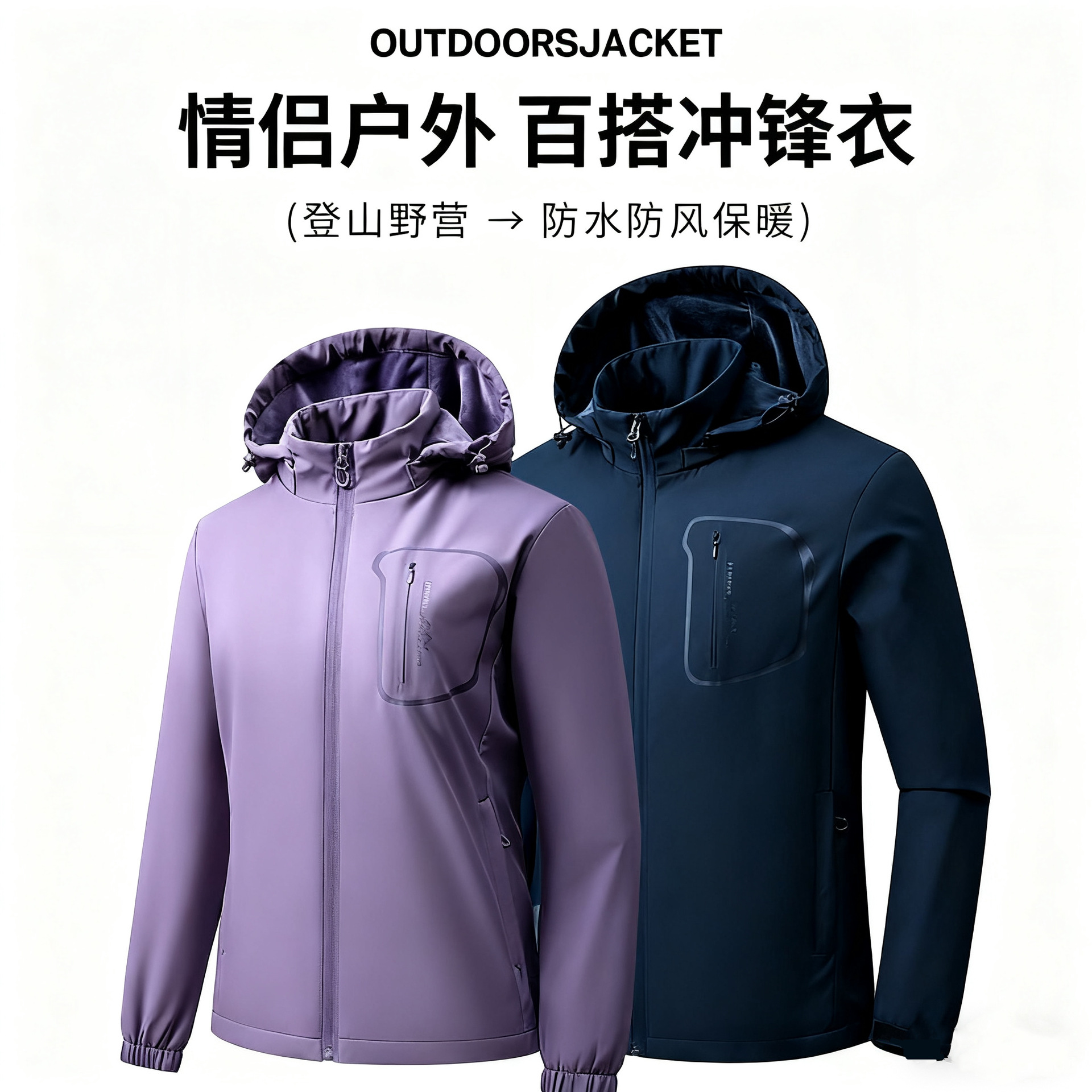 Outdoor Soft Shell Jacket for Couples, Winter Thickened Jacket, Windproof, Waterproof, Breathable Windbreaker, Plus Velvet Sports Mountaineering Jacket