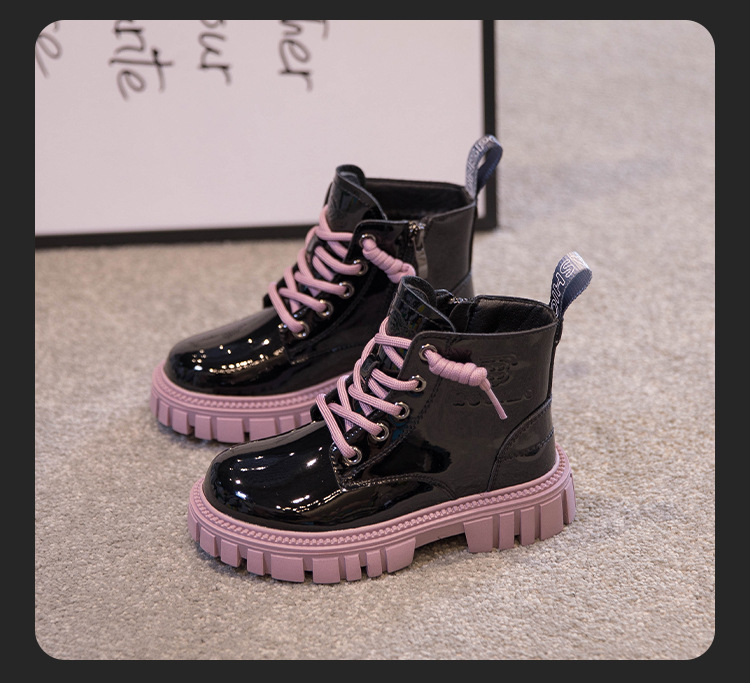 Botas martin para meninas 2023 primavera e outono novos meninos dois sapatos de inverno de algodão botas de couro mais botas curtas de lã_voghion.com