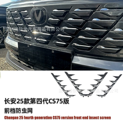 Suitable for 25 Changan Fourth Generation Cs75 Front Insect-Proof Net Car Exterior Decorative Parts Painted Black Carbon Fiber