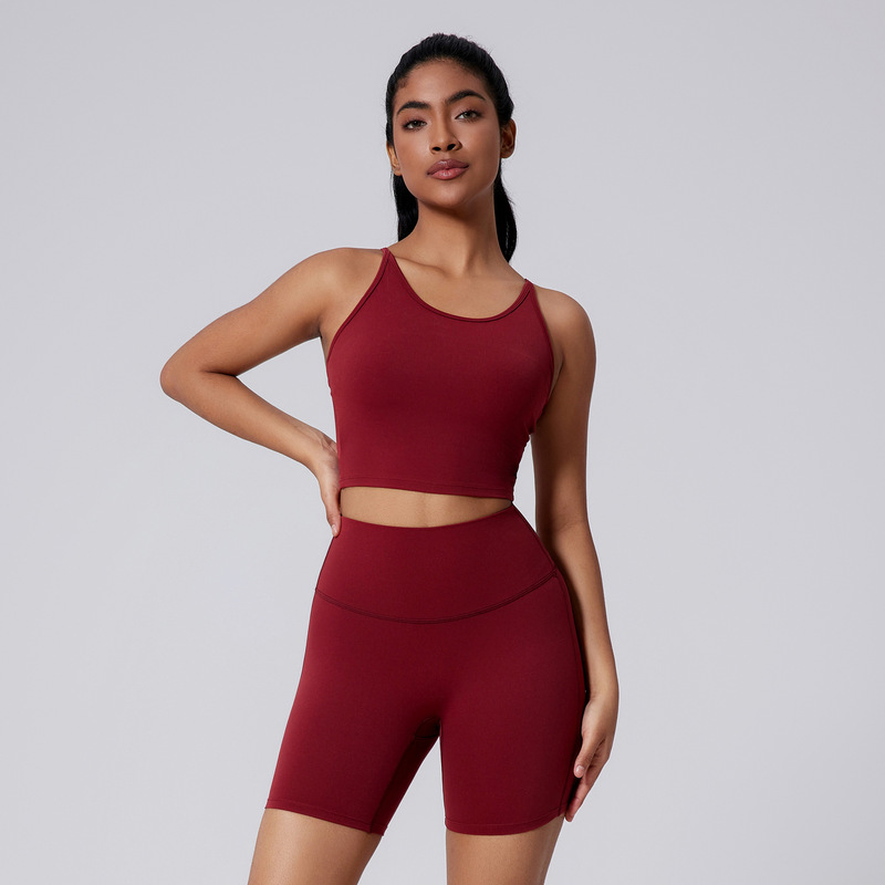 Outdoor Sports Running Short-Sleeved Yoga Clothes Quick-Drying Casual Versatile Fitness High-Waist Hip-Lifting Shorts Suit Two-Piece Set