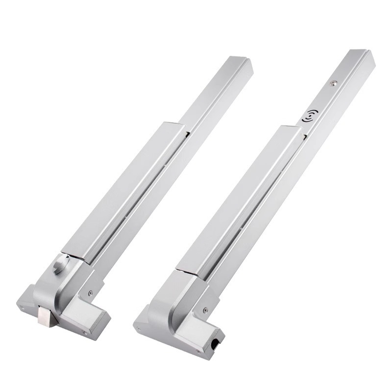 Cerradura de varilla de empuje de acero inoxidable engrosado, diseñada para proyectos, cerradura para puerta cortafuegos con alarma, cerradura de varilla de empuje para puertas de escape de tipo varilla plana.