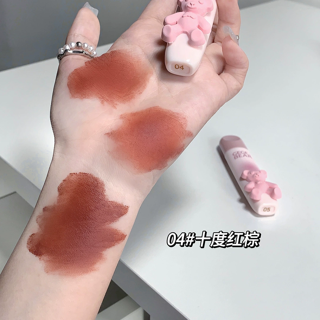 Блеск для губ Gegebear Gogo Bear Tender Color Matte, воздушно-мягкий туман, лип-муд для девушек, бархатная текстура в макияже