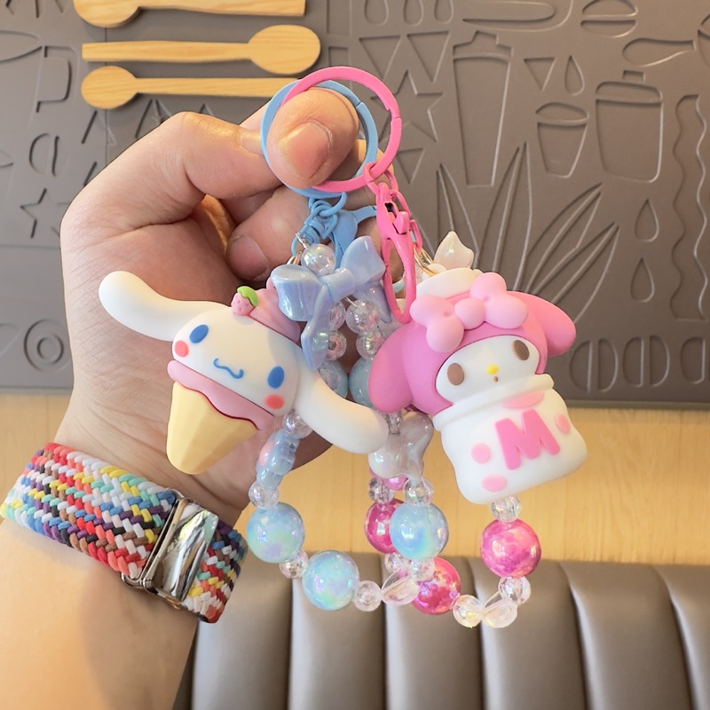 可爱零食三丽鸥花朵珠链挂件HelloKitty情侣书包配饰钥匙扣娃娃机|undefined