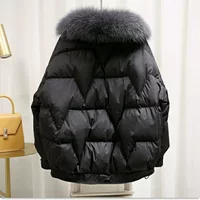 Down jacket set for middle age, down filled coat with fur collar, sizes M–2XL