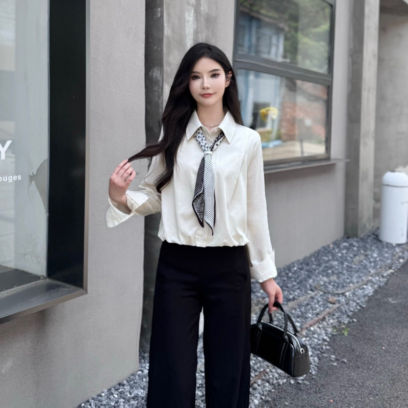 爆款女装2025秋季新款韩版时尚长袖衬衫女设计感小众宽松休闲上衣|undefined