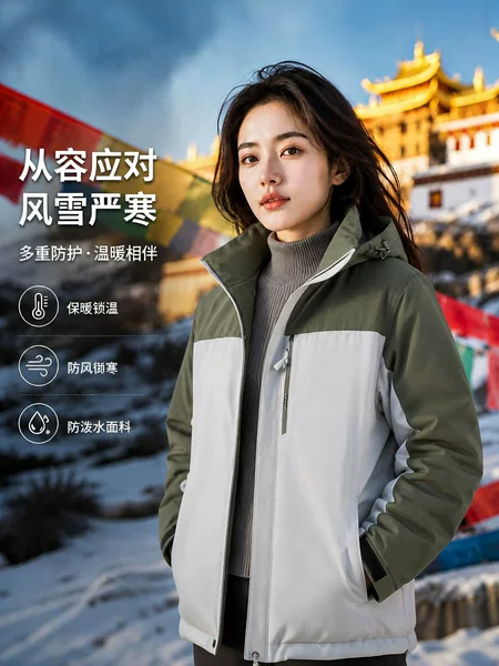 2026 Autumn/Winter Men's and Women's Outdoor Mountaineering Thick Padded Jacket with Hood, Windproof and Waterproof, Couple's Warm Coat for Men