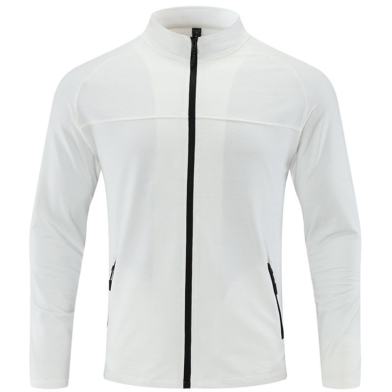 Hombres secado rápido elástico chaqueta de manga larga al aire libre montañismo ropa de carrera de cuello vertical chaqueta a prueba de viento cardigan transpirable moda