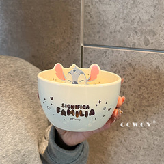 新型の軽豪華な史迪仔の陶磁器の碗のかわいい食器の高い顔の値の漫画の家庭の創意のご飯の碗の誕生日のプレゼント