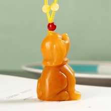 黄龙玉生肖狗玉石吊坠男女士款旺财转运玉佩挂件玉坠立体狗玉