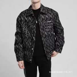 新款男士春秋翻领短款外套休闲上衣百搭修身工装夹克男装现货