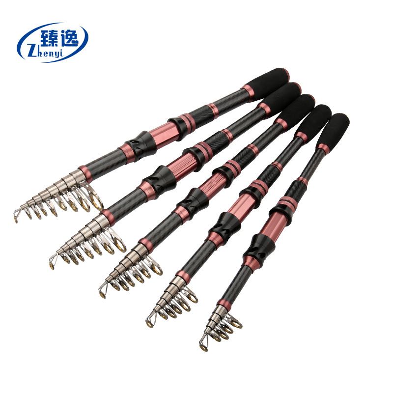 Zhenyi sección corta púrpura negro portátil varilla de mar retráctil rodilla de pesca marina arrojar equipos de pesca transfronterizos un agente de carbono