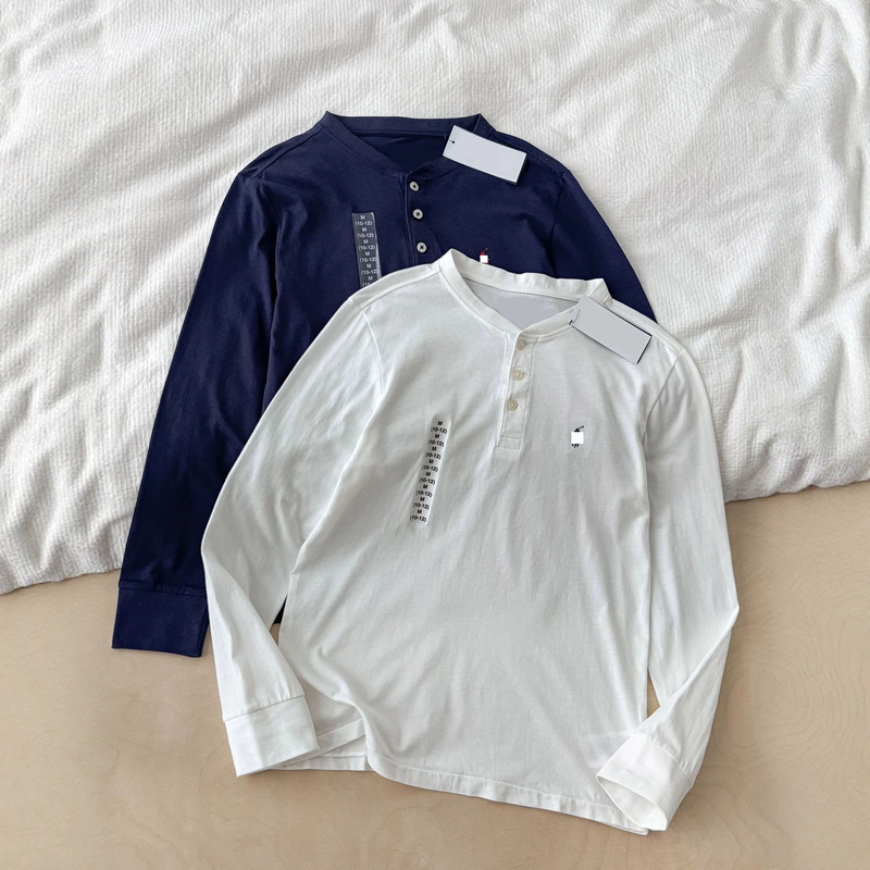 High-quality/Big Kid Henley Shirt R* with a scan code, featuring a small pony logo, a classic T-shirt style for homebodies, long-sleeved base layer High-quality/Big Kid Henley Shirt R* with a scan code, featuring a small pony logo, a classic T-shirt style for homebodies, long-sleeved base layer