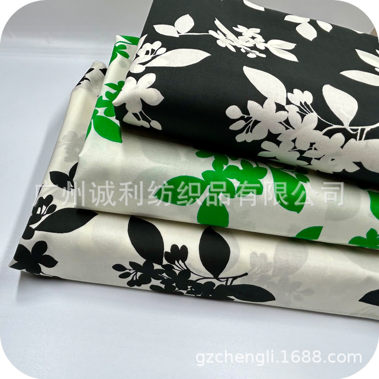 棉布裙子印花面料 春夏男女衬衫印花布 黑白花纯棉平纹印花布料