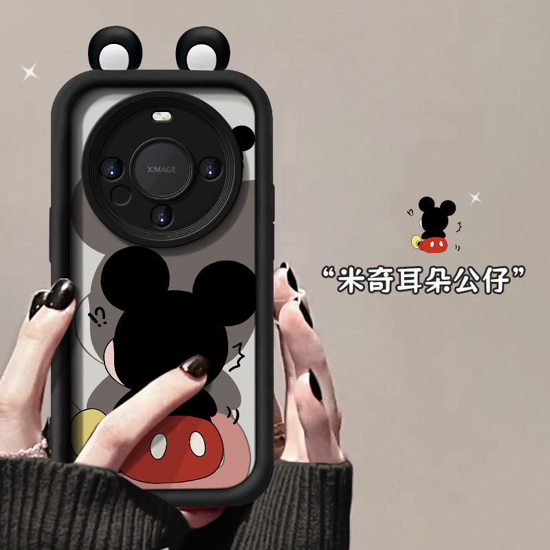 Mickey ear doll for Huawei mate60pro mobile phone case nova12 frosted honor 100 silicone drop-resistant Mickey ear doll for Huawei mate60pro mobile phone case nova12 frosted honor 100 silicone drop-resistant