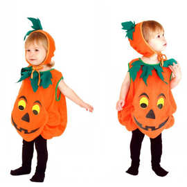 万圣节儿童演出服 南瓜衣 S-0011南瓜套装 高档绒布南瓜装扮服