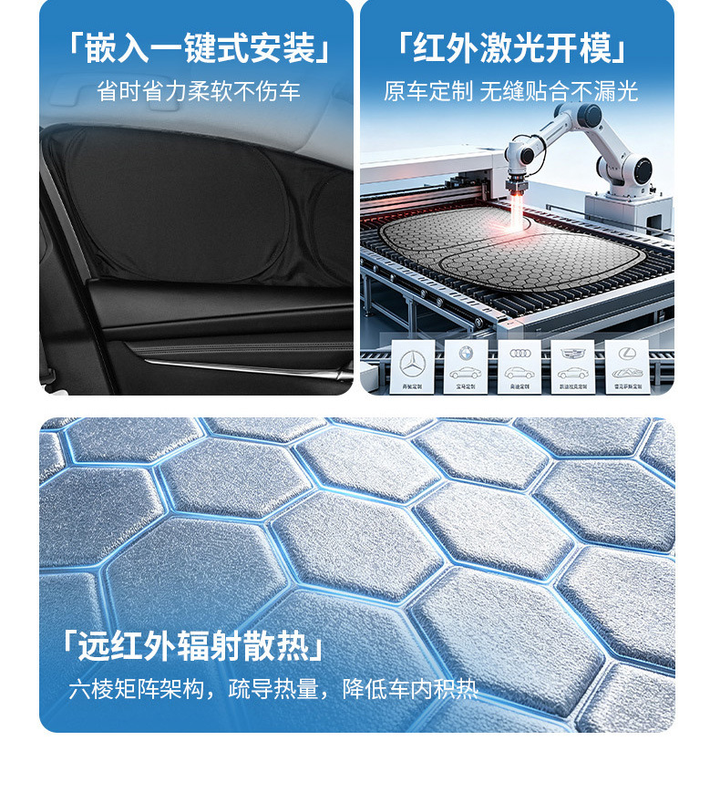 Car sunshade suitable for the Ideal series, graphene sunshade, mold-resistant, for self-driving camping, privacy car window sunshade