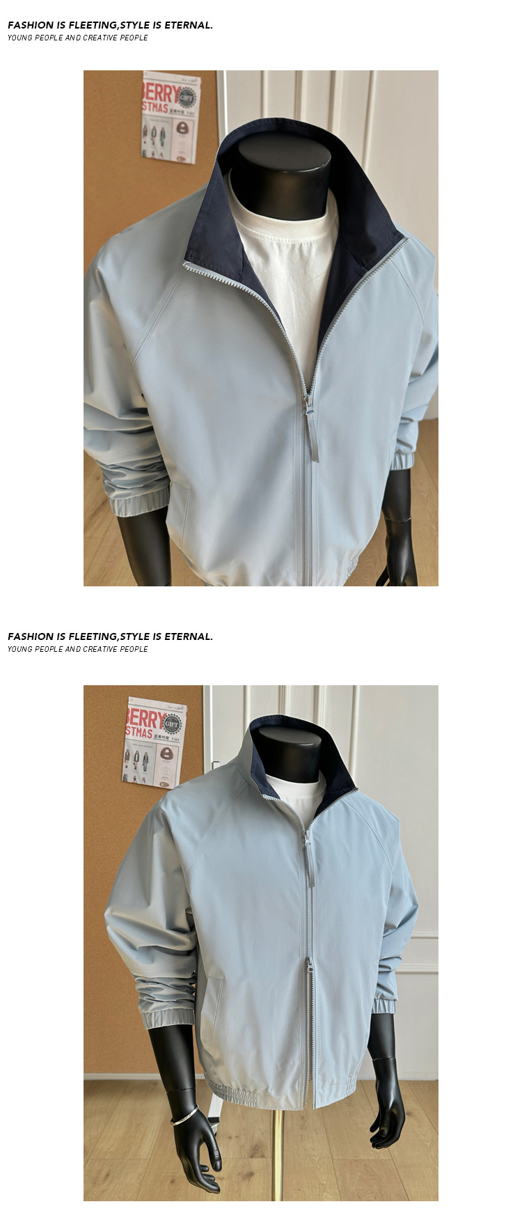 American-style Color-block Flight Jacket For Men, Spring Cleanfit Double-zipper Sports Jacket, Outdoor Three-proof_mkmklike.com