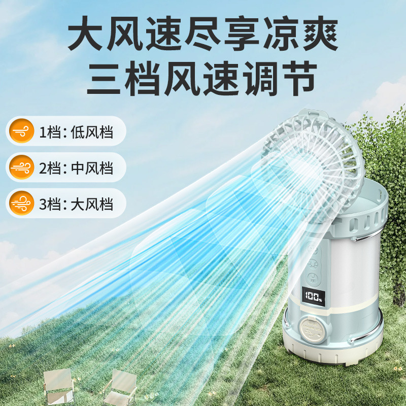 Explosiones transfronterizas al aire libre techo camping lámpara ventilador eléctrico camping atmósfera luz de luz intensa linterna de detección