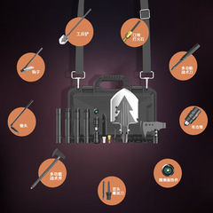 Outdoor ordnance shovel, ax and hammer set, camping camping survival vehicle-mounted manganese steel folding multi-functional engineer shovel
