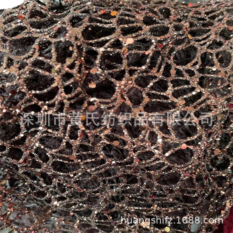 现货批发彩色乱网撒粉布料手工涤纶面料针织提花装饰布匹用布圣诞