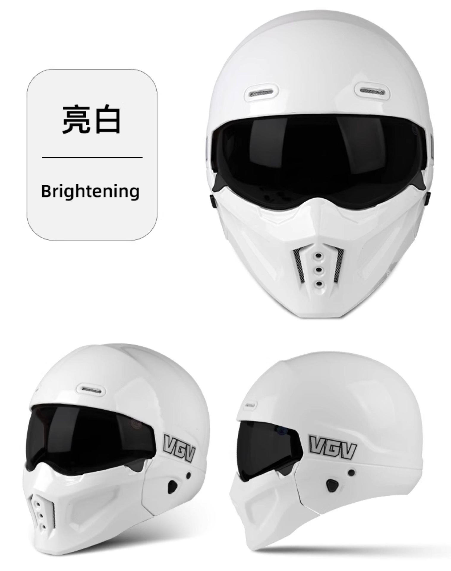3C Motorcycle Scorpion Helmet for Men and Women, Winter Warm Riding Motorcycle Cruising Full-Face Helmet, Retro Three-Quarter Helmet