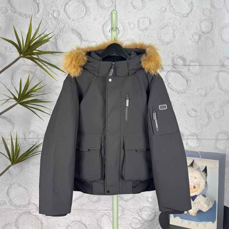 High-Quality Mlb Third-Generation down Jacket 2025 Men's and Women's Autumn and Winter Goose down Warm Raccoon Fur Collar Parka Hooded