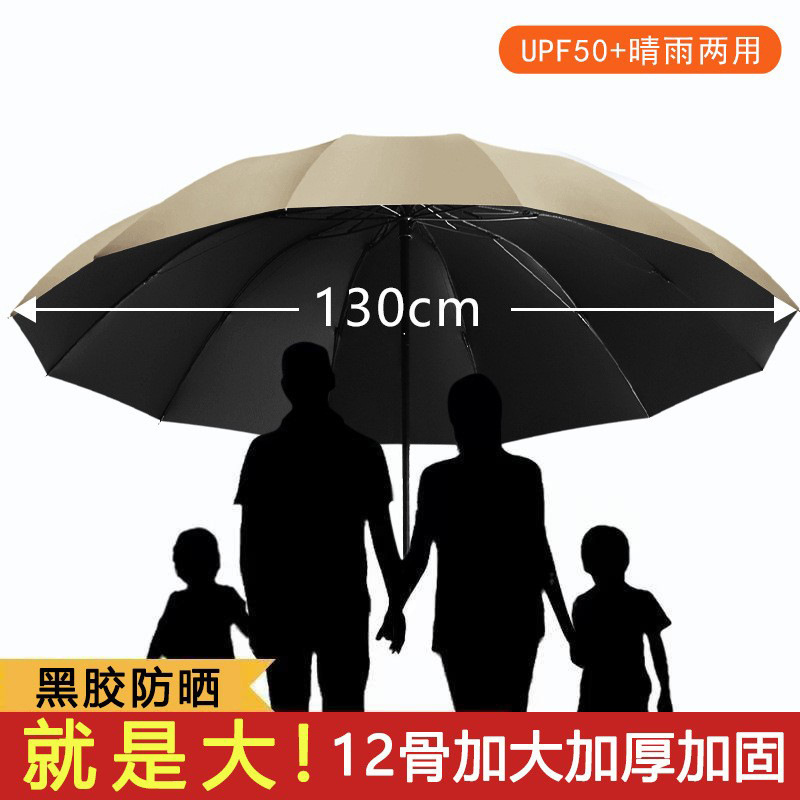 【12骨超大号】折叠防暴雨伞加大加厚加固三双人晴雨两用防晒遮阳|undefined