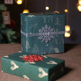 圣诞节雪花礼品礼物盒挂件装饰树吊饰金粉闪光仿真小物件布置包邮