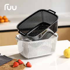 2024 New Vegetable Basin Drainage Basket Household Washing Fruit Plate Light Luxury Filter Water Washing Rice Sieve Kitchen Rice Basin