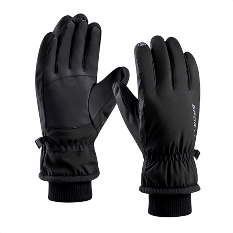 Men's and women's ski gloves winter outdoor riding electric bike with wool thickened anti-cold wind anti-water touch screen protective warm gloves_voghion.com