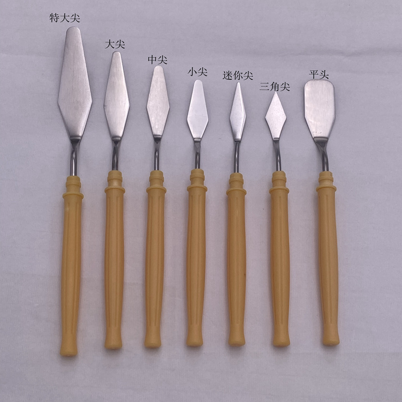 Cuchillo de pintura al óleo especial de arte, polvo de agua, pigmento de acrílico, cuchillo de selección de cuchillo de madera de acero inoxidable, cuchillo de toner de punta plana