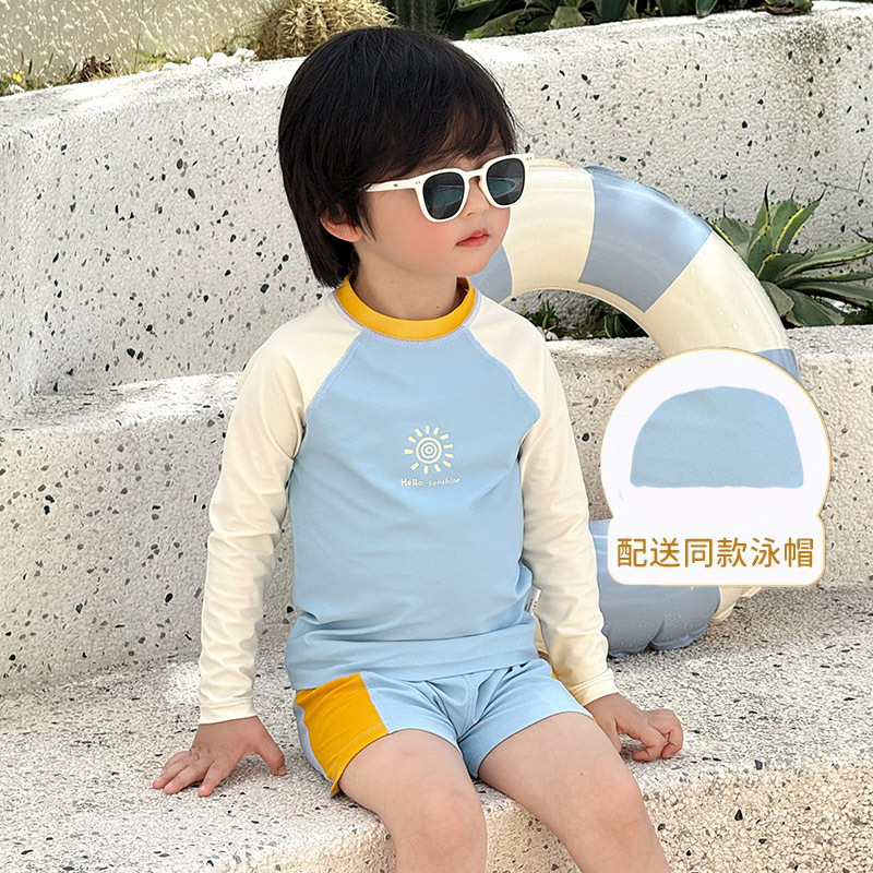 男童泳衣裤2025新款儿童夏季分体防晒速干游泳衣宝宝温泉度假泳装|undefined