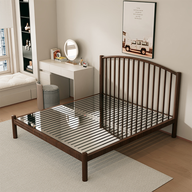 304 soft arc bedside black walnut + stainless steel bed board
