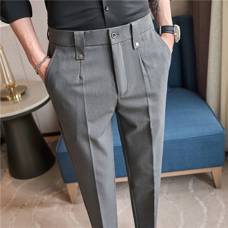 High-end Small Trousers 2024 Spring and Autumn New Straight Slim Men's Casual Trousers Stretch Non-iron Pants for Men