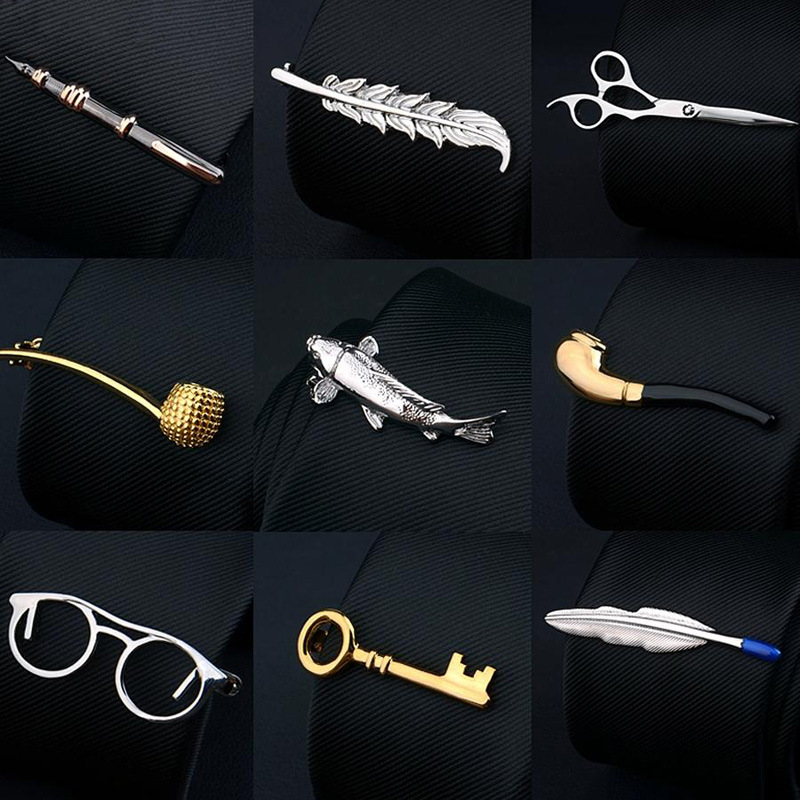 Korean Style Lapel Clip Men's Business Formal Tie Clip Men's Accessories Fancy Lapel Pin Brass Tie Clip Ready for Sale