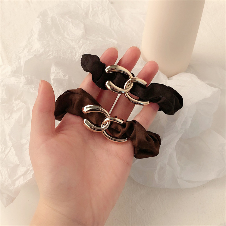 Temperamento coreano red retro oro doble c anillo de intestino corda de cabello simple anillo de cabello de metal cabello de cola de caballo mujer