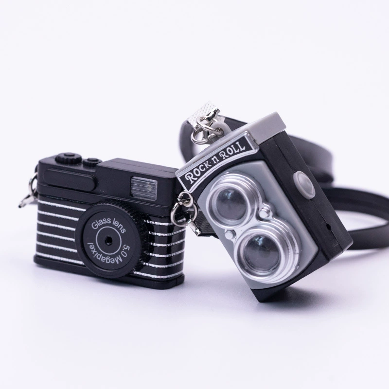 Cotton doll on lanyard, small camera, pendant, plush accessory, makes sounds