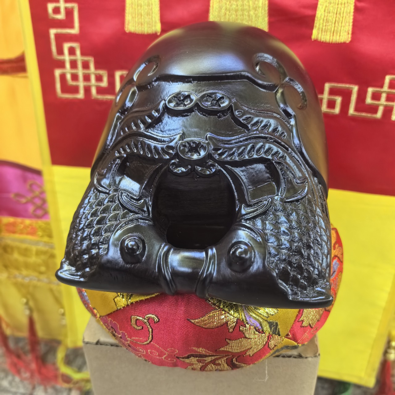 Ebony Small wooden fish Taoist Copper chime Musical Instruments temple Temple Home Decoration Artifact Buddha Supplies