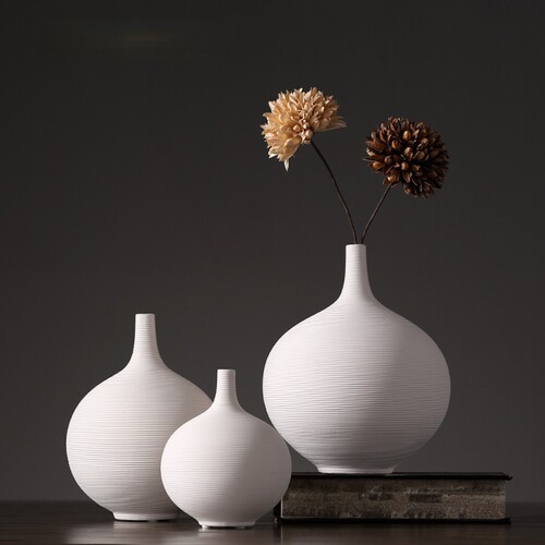 Nordic creative white ceramic vase decoration home living room TV cabinet study room wine cabinet decoration B&B decoration