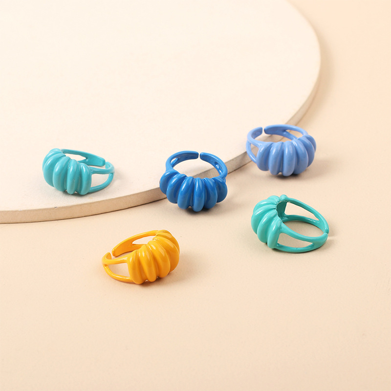 7g Weight Women'S Gender Royal Blue, Light Blue, Lake Blue, Green, Yellow Color Simple Candy Color Geometric Opening Ring Wholesale 3