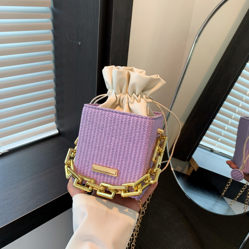 2023 nuevo cordón bolso de las mujeres de moda casual moda cintura cadena hombro bolsa de mensajero estilo occidental cadena portátil pequeña bolsa cuadrada