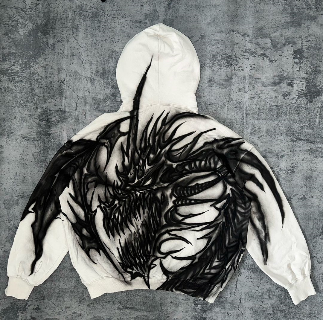 Y2K American New Demon Dragon Print Hoodie 2024 Autumn Niche Lazy Style Top_voghion.com