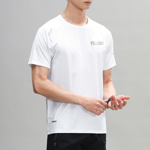 Wholesale Quick-drying Short-sleeved Men's Summer Breathable Ice Silk Elastic Mesh T-shirt Trendy Sports Fitness Leisure T-shirt plus size