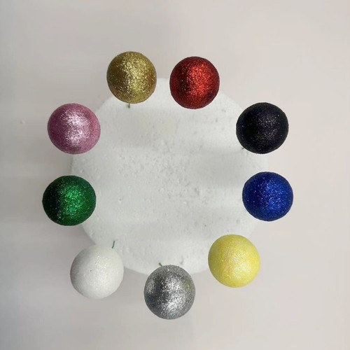 20 Mixed Artificial Balls Gold and Silver Powder Blue Sparkle Glitter Smooth Surface Birthday Cake Supplies Cake Party Decorations