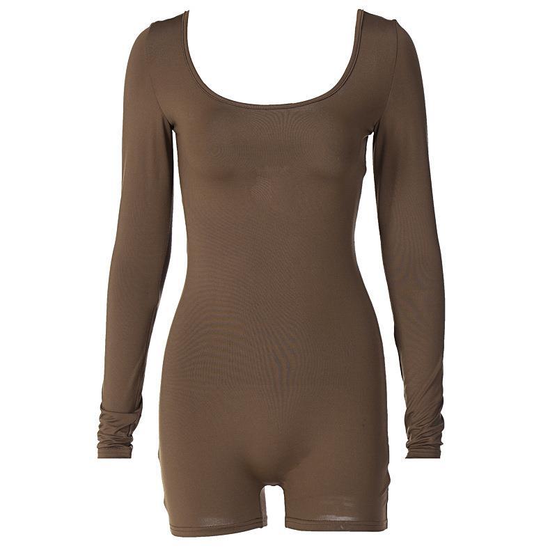 Ropa de mujer de estilo europeo y americano 2023 Verano nueva manga larga cuello en U con cordones sin respaldo cintura alta Levantamiento de cadera deportes yoga mono image 7
