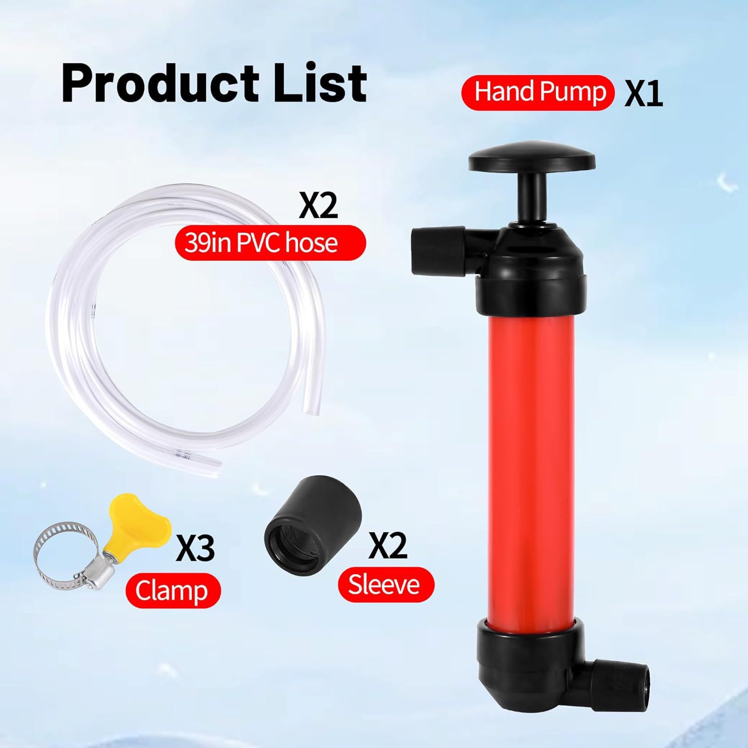Manual Oil Pump Car Refueling Hose Rv Outdoor Refueling Siphon Pump Transparent Tube with Air Pump